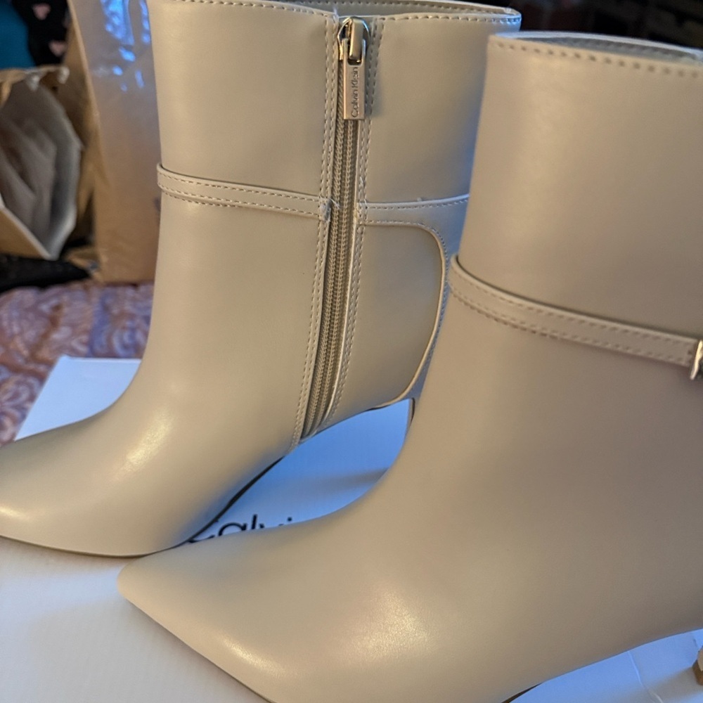 Calvin Klein Women's Elegant Cream Booties